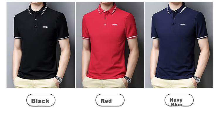 JEEP Short-Sleeve T-Shirt for Men, Summer Business Casual Polo Shirt, Loose-Fitting Men's Clothing, 9988 Gray, XL 3
