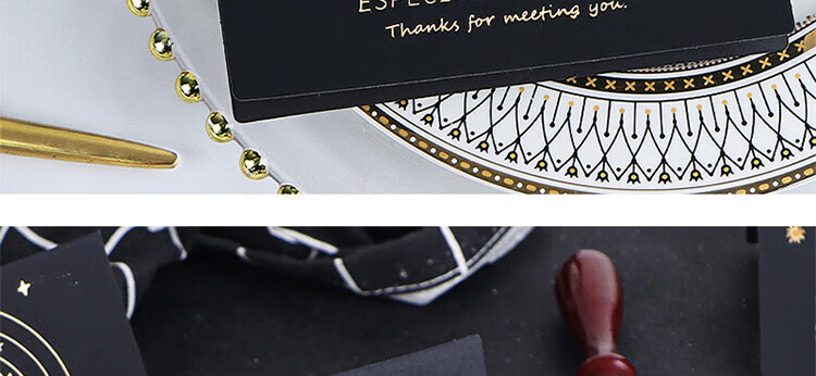 E-Muguo Greeting Cards Set of 4 with Envelopes, Letter Paper, Gift Birthday Cards, Confession Gifts, Ins Style Business Blessing Cards, Wish Cards, Thanksgiving Cards, Black with Gold Foil 22
