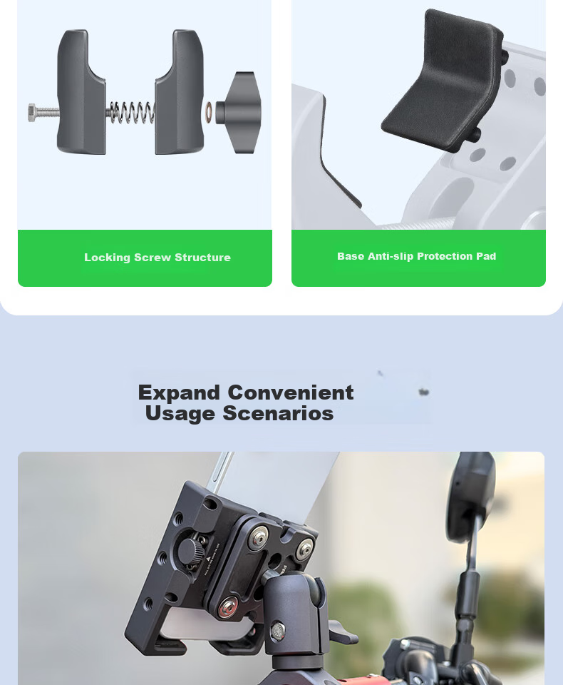 FANAUE Motorcycle Phone Holder Mirror Rod Clamp Ball Head Base 20mm Ball Head Sports Camera Quick Release Anti-Theft CC-06(80PM) 11
