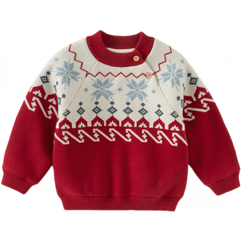 DAVE & BELLA Kids Red Fleece-Lined Sweater Boys Warm Winter Knit Pullover Girls New Year