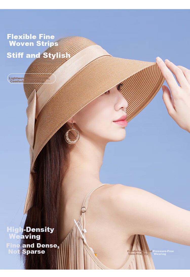 Shanghaigushi Women's Beach Hat, Seaside Sun Protection Hat with Wide Brim, Straw Hat for Travel And Outdoor Activities, Mid-Autumn Festival Gift 4