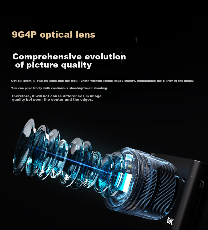 SONGDIAN Digital Camera with Dual Front And Rear Sensors, 8X Optical Zoom, F/1.8 Large Aperture, High-Definition Mirrorless Vlog Camera, DC209x Official Standard Configuration, 256GB Memory, White 7