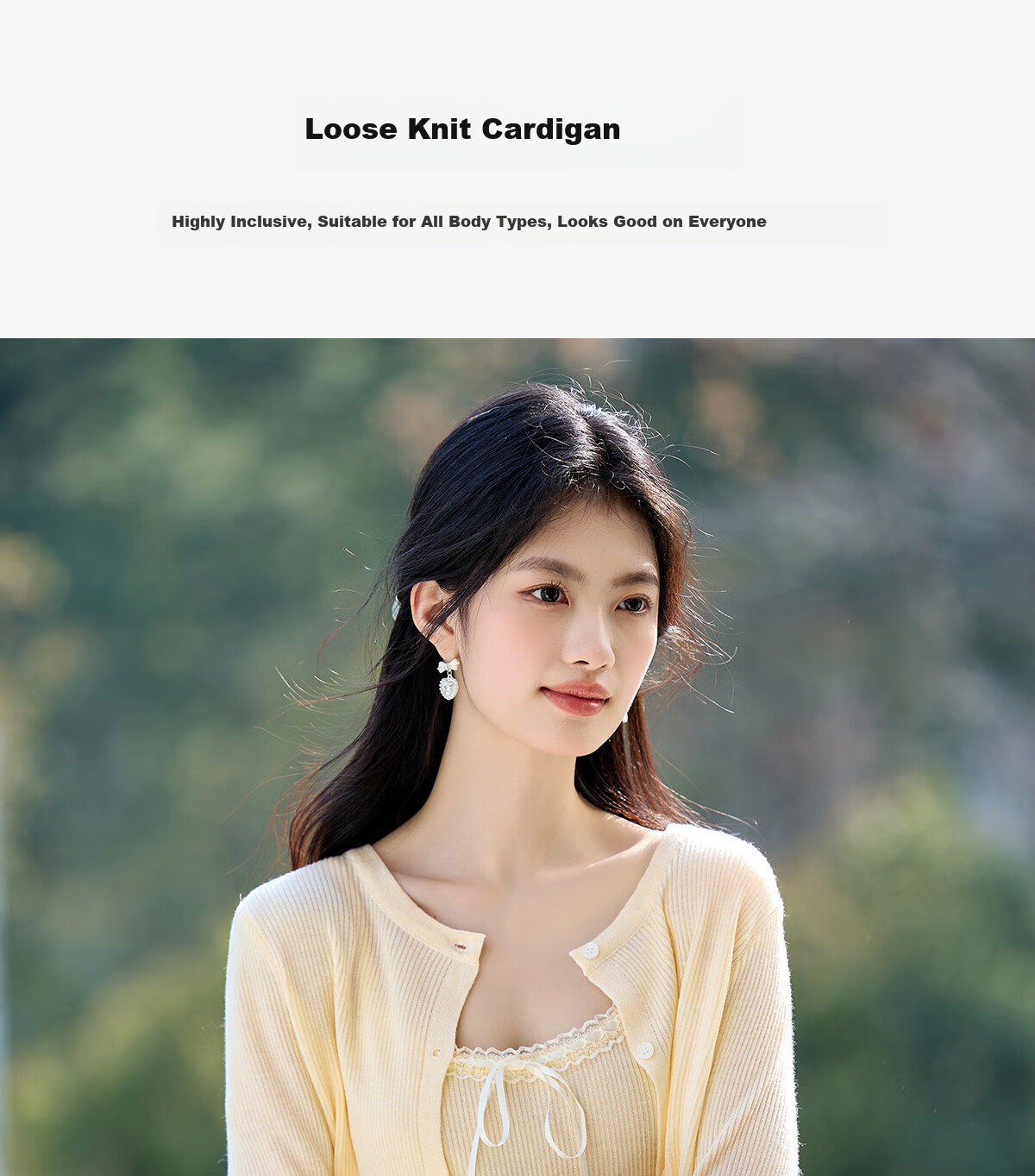 PinCai Knitted Cardigan for Women, Lace Design Inner Vest Two-Piece Set, Thin Knit Outer Jacket P52Z074 8