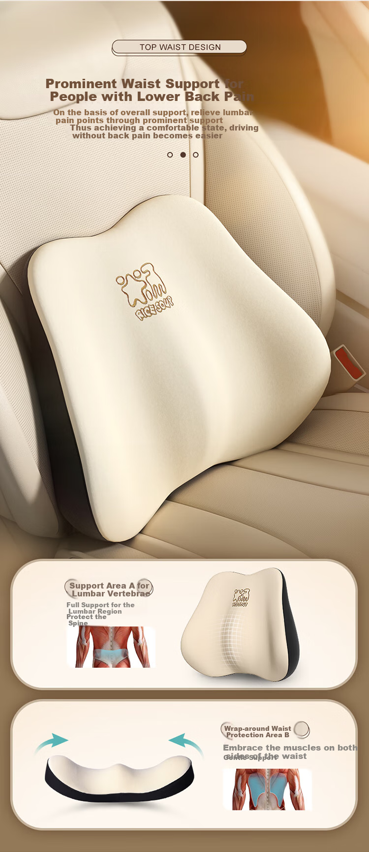 Rice Soup Car Headrest Lumbar Support Natural Latex Neck Pillow Cushion Backrest Car Pillow Lumbar Pad for BMW BYD And General Use 7