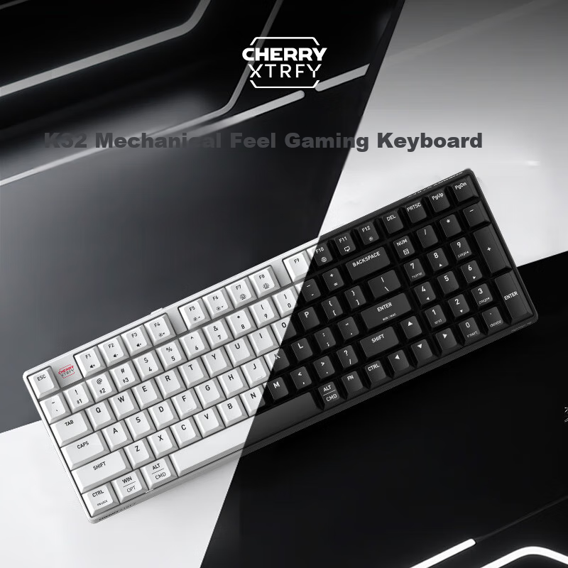 CHERRY K37 Wireless Membrane Keyboard, 98 Keys, Bluetooth Tri-Mode Gaming Keyboard, Computer Keyboard, RGB Lighting Effects, Compatible with WIN/MAC, Surfing White