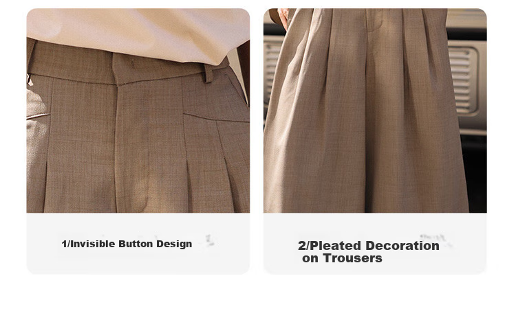 Dme [Pleated Skirt Pants], Summer Casual, Hidden Button, Flat Waist, Pleated Decorative Skirt Pants for Wome 4