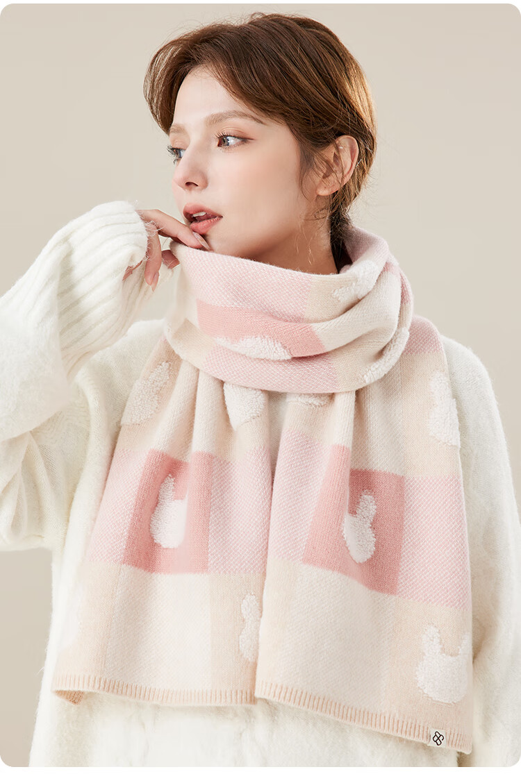 JIUMU Pure Wool Scarf for Women, Autumn And Winter Neck Warmer, Ladies' Warm Shawl, Gift for Women on Mid-Autumn Festival Or Birthday, Gift Box Packaging 17