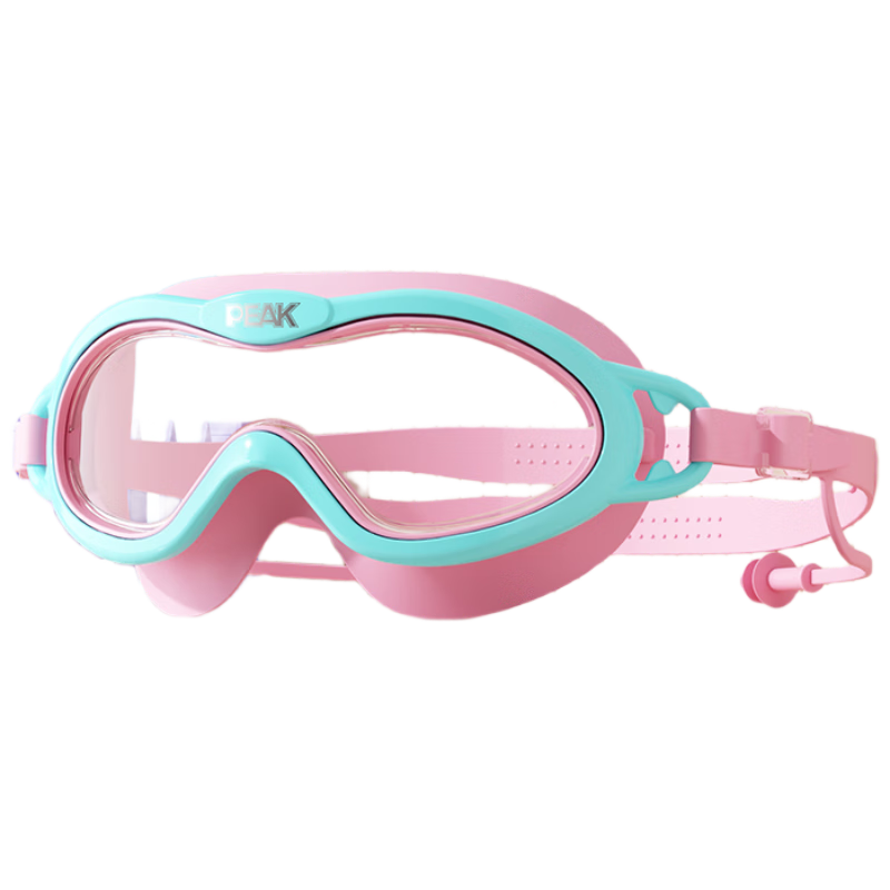 PEAK Children's Swimming Goggles for Boys And Girls, High-Definition Waterproof Anti-Fog Large Frame Swimming Glasses Professional Swim Training Protective Eyewear Pink Gree