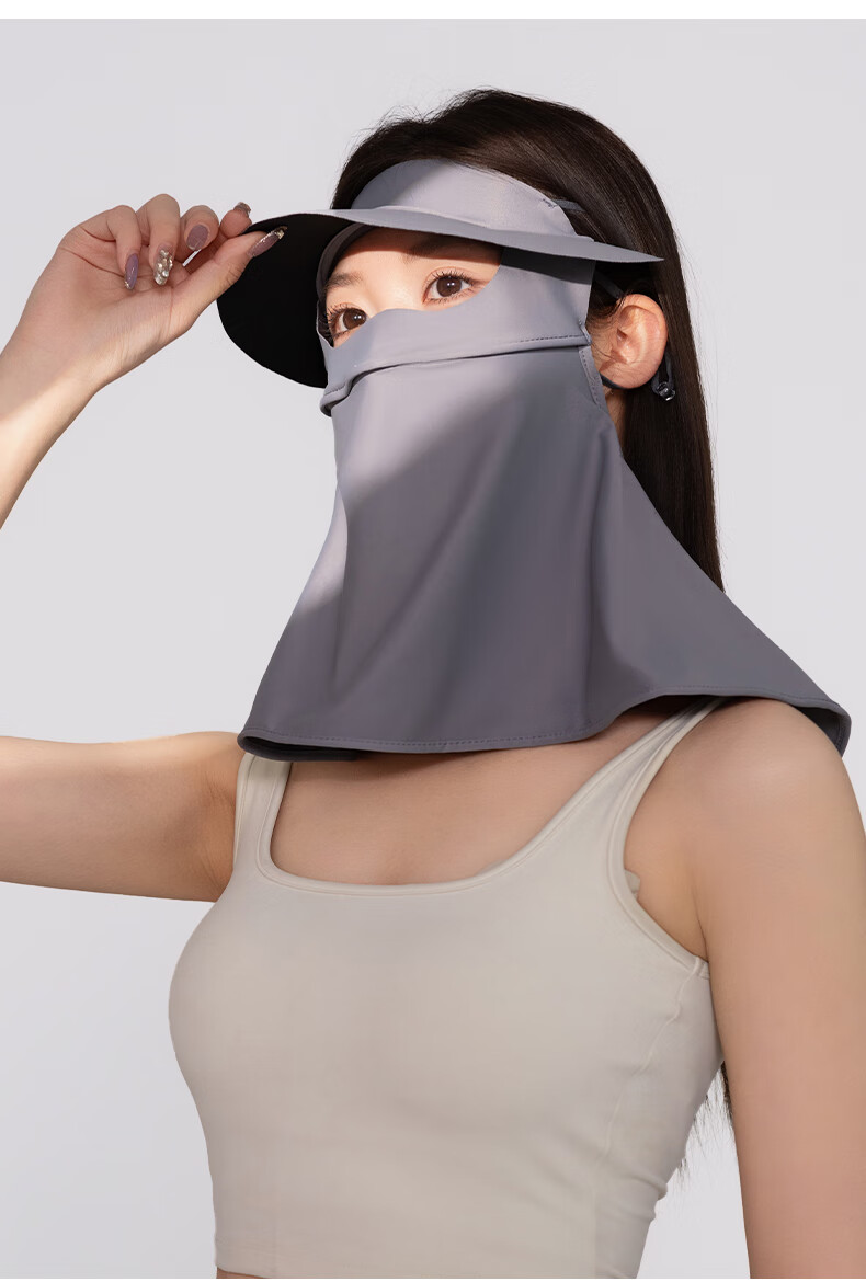Yalu Sunscreen Face Mask 3D Neck Protection Women's Facekini with Brim UV Protection Black Coated Full Coverage Mask 4