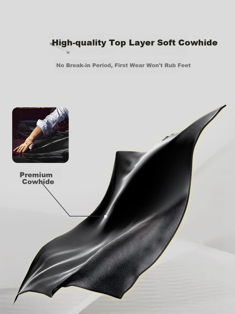 Goldlion Men's First Layer Cowhide Massage Sole Slip-On Leather Shoes Black-99R1 Size 40 6