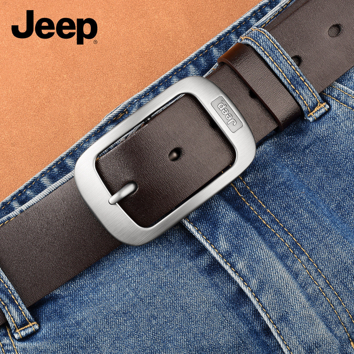 Мужской кожаный ремень JEEP с пряжкой-булавкой, натуральная коровья кожа, повседневный стиль, идеальный подарок на День святого Валентина, день рождения для парня, мужа или отца