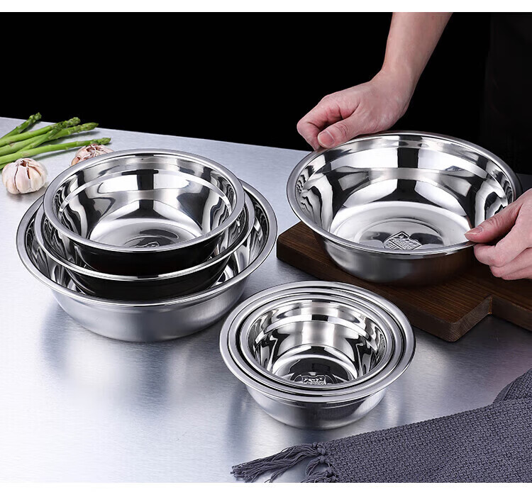 Jingqingfu 304 Stainless Steel Soup Bowl 16cm Canteen Serving Bowl Small Food Bowl Meal Bowl Soup Bowl Jingcang 13
