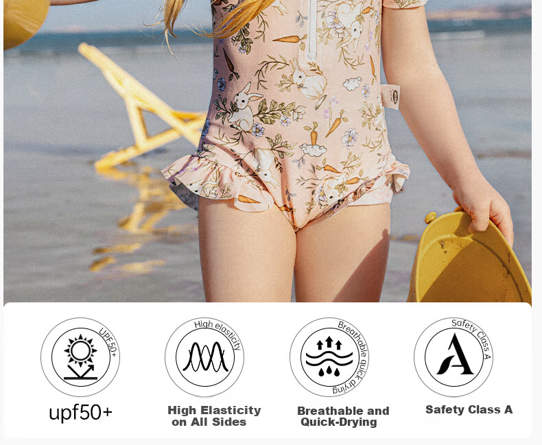 OUYUN Jelly Cool Kids Girls Summer Quick-Dry Sun-Protective One-Piece Swimsuit Cat Paradise 120 3