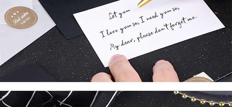 E-Muguo Greeting Cards Set of 4 with Envelopes, Letter Paper, Gift Birthday Cards, Confession Gifts, Ins Style Business Blessing Cards, Wish Cards, Thanksgiving Cards, Black with Gold Foil 24