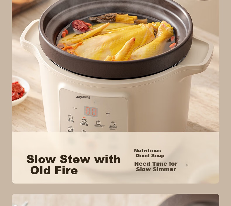 Joyoung Electric Stew Pot, Electric Clay Pot, Electric Stewing Cup, Soup Pot, High-Temperature Porcelain Bird's Nest Stew Pot, Porridge Cooking Tool, Specialized Pot for Stewing, 3L Large Capacity GD317 12
