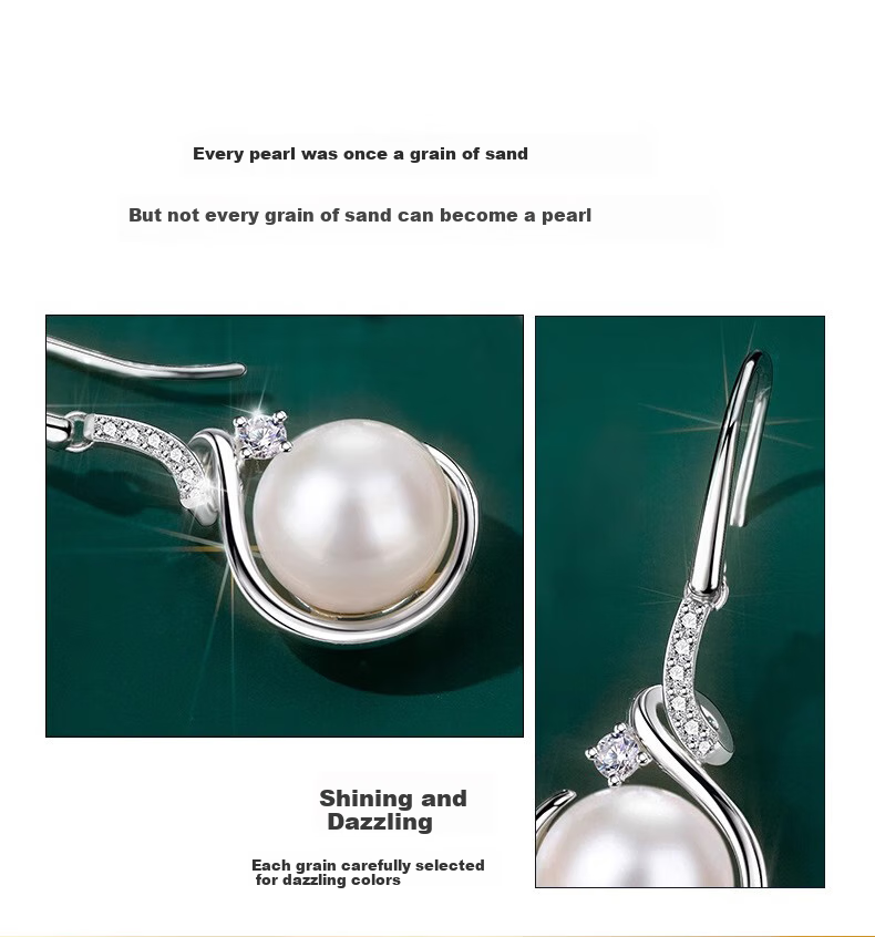 Zhoubaifu Elegant Pearl Earrings for Women, Pearl Studs, Birthday Gift for Girlfriend Or Wife 6