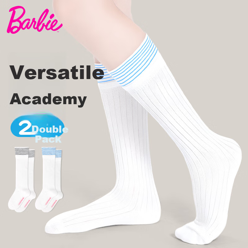 Barbie Girls' Mid-Calf Socks, Spring And Autumn Children's Cotton Socks, Thin High Socks, Boys' Student Long Socks, Calf-Length Socks