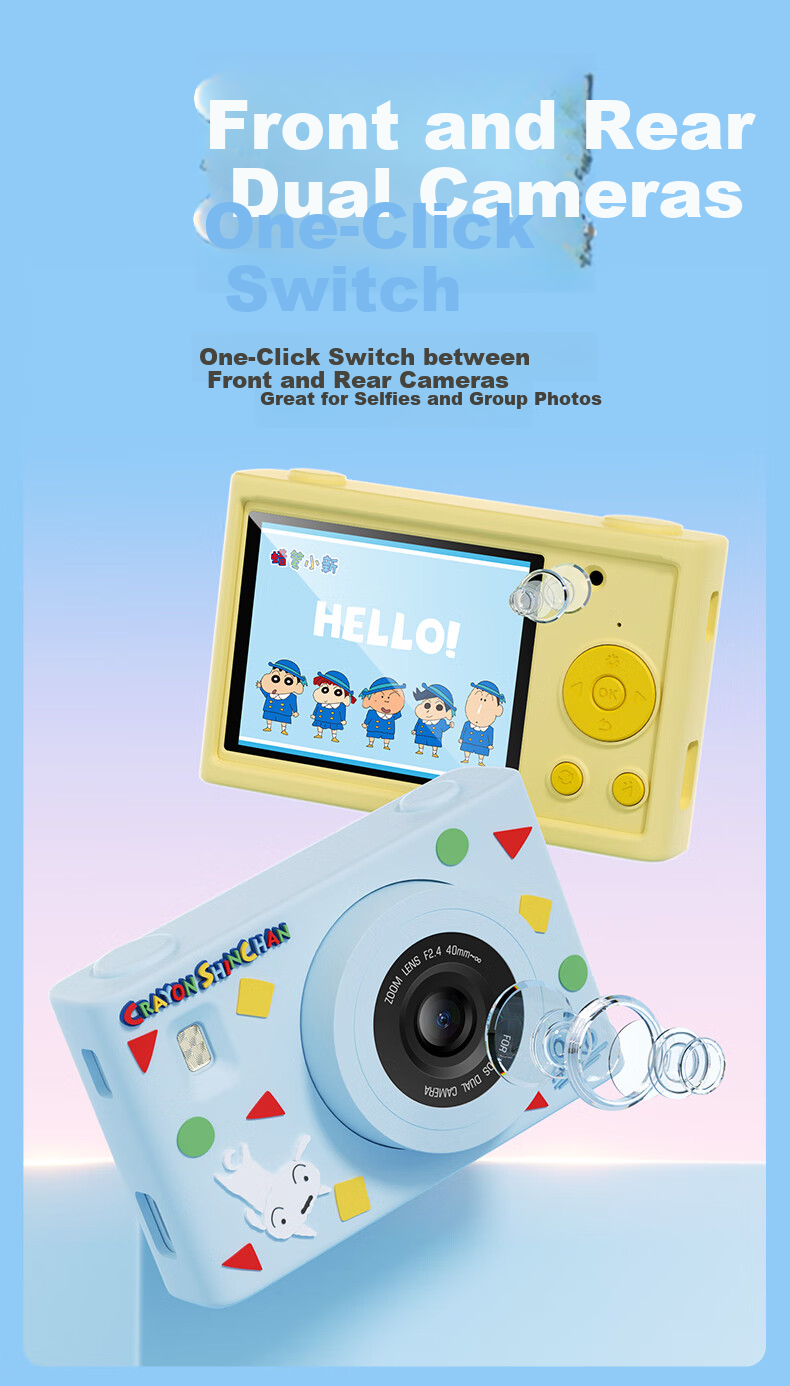 MAQUCC Crayon Shin-Chan Student Camera, High-Definition CCD, for Children Ages 6-10, Popular Toy, Birthday Gift for Girls, Entry-Level Camera for Young Girls, V2 Blue 7