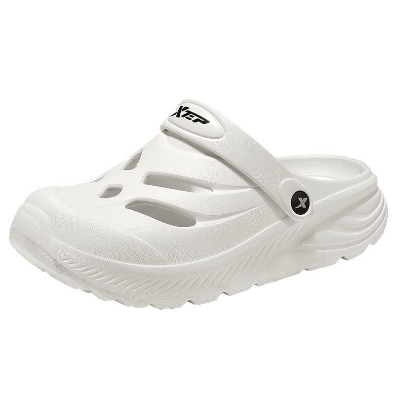 XTEP Men's Perforated Beach Shoes, Summer Outdoor Sports Sandals for Men, A031, White, Size 40-41