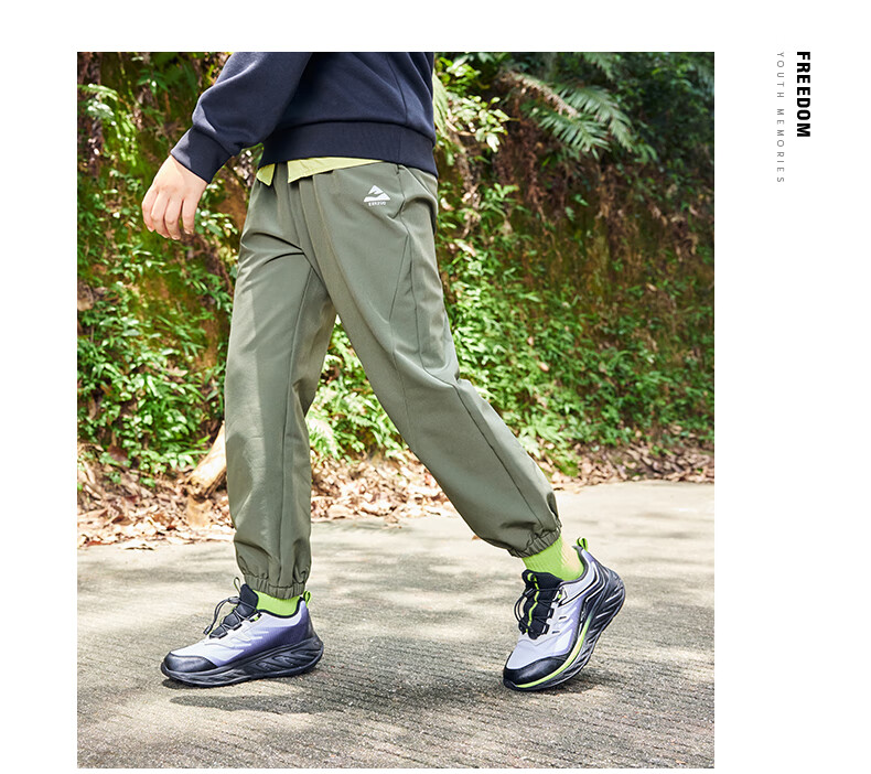 ERKE Kids Boys Sports Pants Casual Versatile Black 160 20