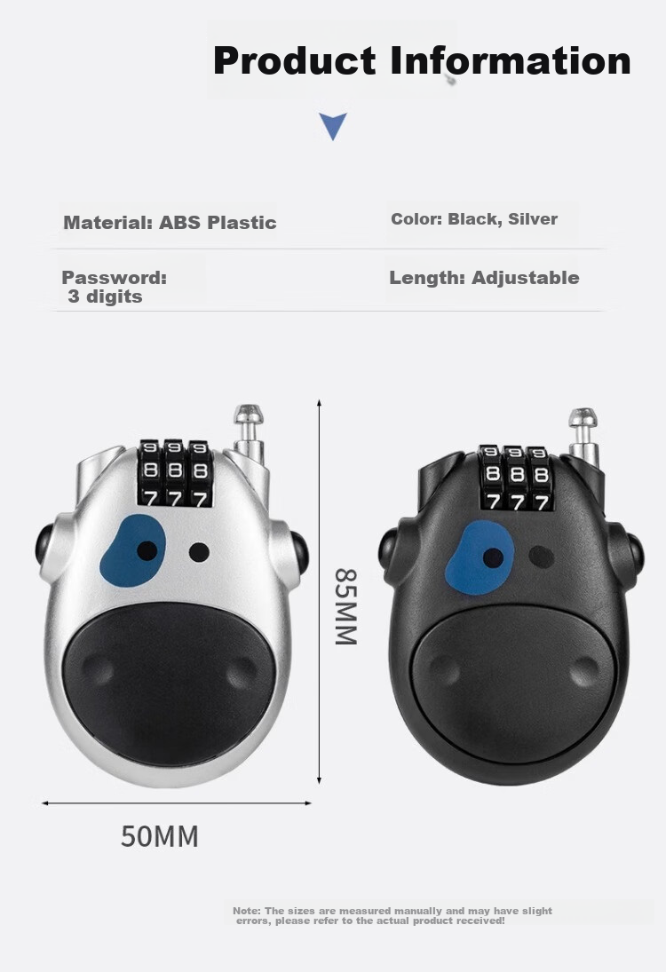 Shouli Retractable Steel Cable Padlock, Combination Lock, Helmet Lock, Bicycle Lock, Extended Steel Cable, Travel Gym Mini Padlock 9