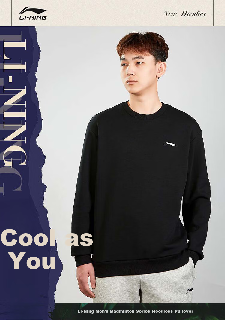 Li-Ning Men's Versatile Sweatshirt, Comfortable Pullover Round Neck Long-Sleeve Casual Sports Top Sweatshirt for Me 1