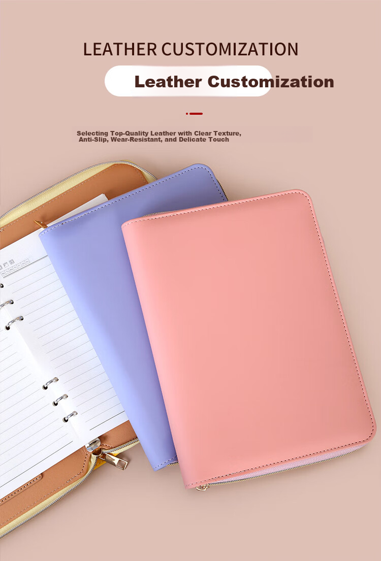 Weimei A5 Business Loose-Leaf Notebook, Multifunctional Zipper Notebook with Detachable Refillable Pages, 25K Simple Meeting Record Book, Work Diary, Customizable 4