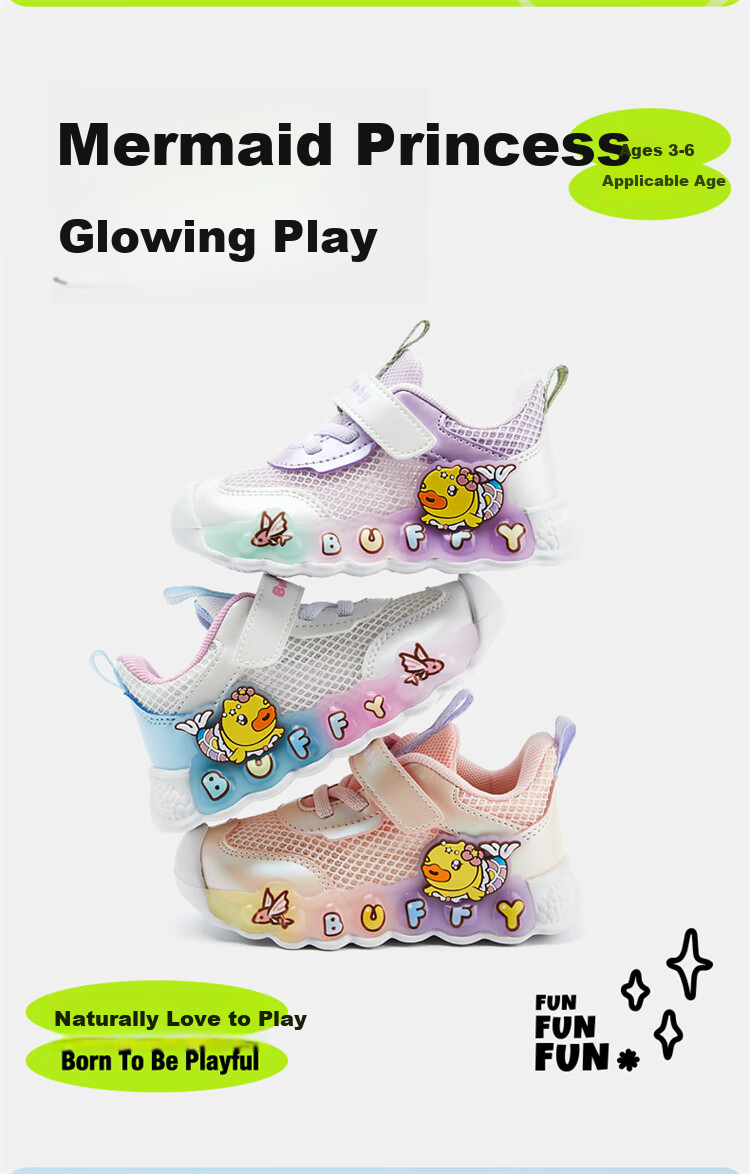 B.Duck Children's Shoes, Girls' Walking Shoes, Baby Light-Up Shoes, Summer Breathable Mesh Sneakers, 3906 White, Size 27 1