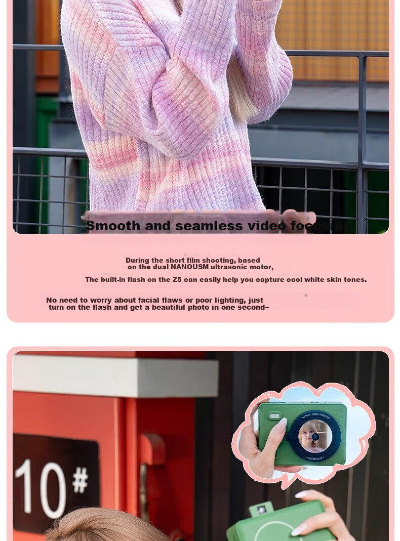 HPRT Z5 Instant Camera, Green, Photo Printing Instant Camera, High-Definition Hot-Smooth Coating, Birthday Gift, Student Children's Camera, Women's Travel Photo Printer 8