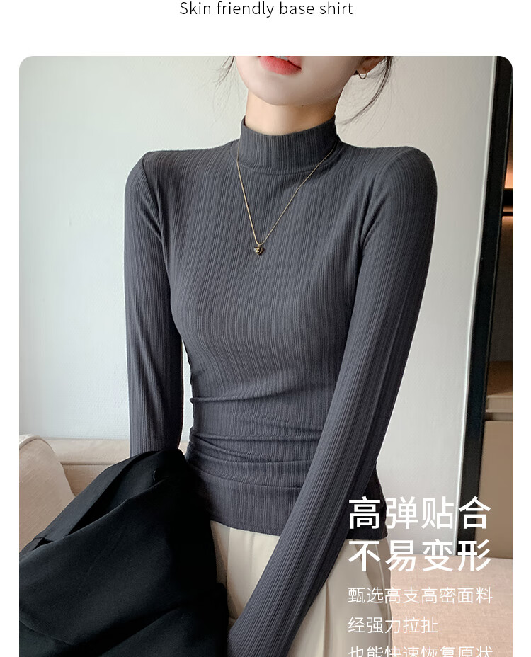 YUZHAOLIN Women's Half Turtleneck Long Sleeve Slim Fit Knit Top White 2