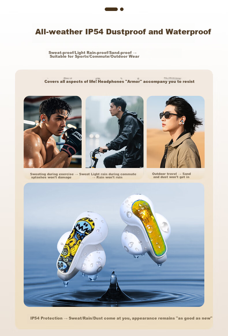 Baiersong B7 Open-Ear Bluetooth Headphones, Ear-Hook Style, for Sports And Running, Long Battery Life, AI Calling, Noise Reduction, Wireless Earphones, Fashionable Ear Clips, Suitable for Xiaomi And Apple, Pearl White 11