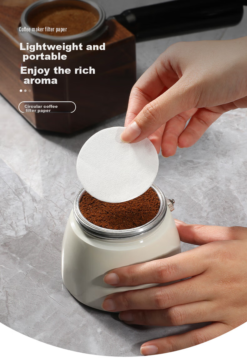 Mongdio Coffee Filter Paper, Moka Pot Filter Paper, Italian Espresso Machine Handle Round Powder Bowl Filter Paper, 60mm, 100 Sheets 1