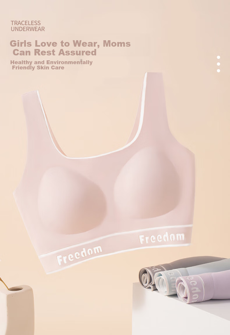 Ailier & ouluola 2026 New Girls' Underwear, Puberty Bra for Middle And High School Students, Ages 12-16, Second And Third Stage, Sports Bra, Purple, Size L 10