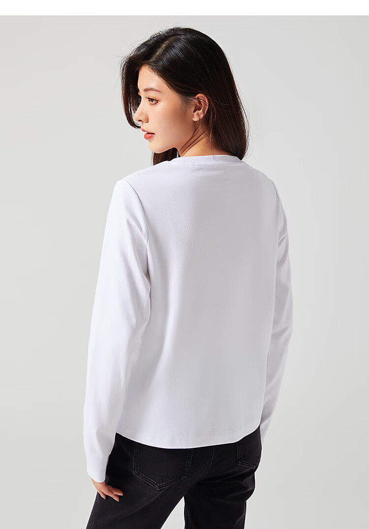 Zhuomuniao Black Pure Cotton Long-Sleeve T-Shirt for Women, Round Neck, Inner Wear, Spring And Summer, Loose Fit, Versatile, Slimming, Regular Shoulder, Base Layer Top, Black, 2XL 3