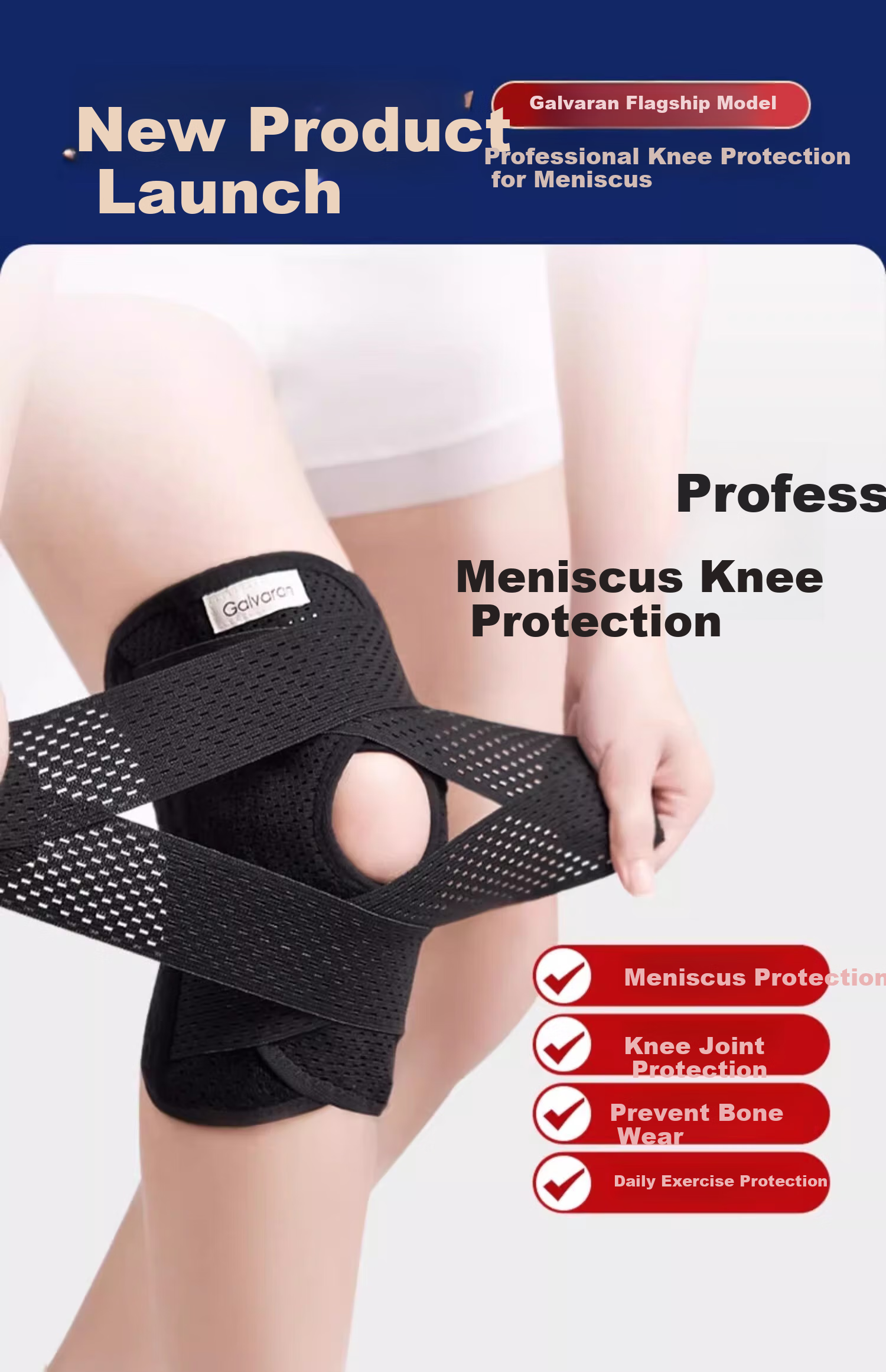 GALVARAN Meniscus Injury Knee Brace for Men And Women, Patella Support Sleeve, Sports Protection Gear, Size 3XL 7