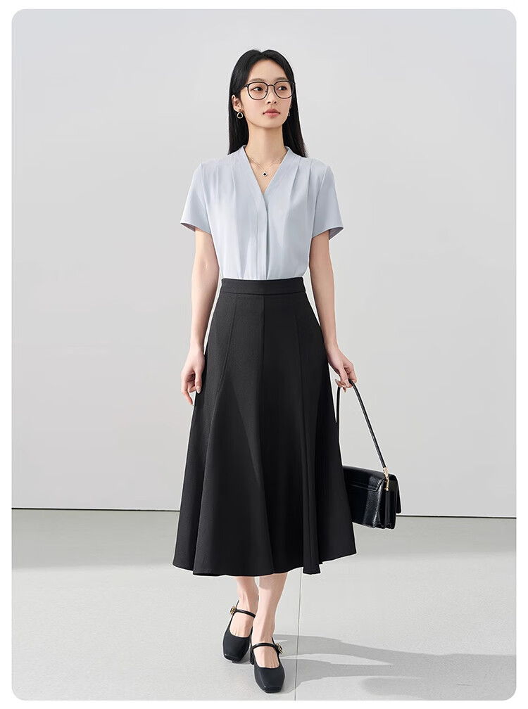 Bodexiaojie Black Suit Skirt for Women, Interview Commute Fishtail Skirt Formal A-Line Midi Skirt, Petite Bodycon Skirt 12