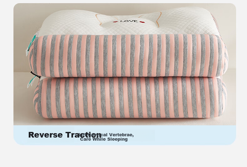 Hodo Class A Pillow, Cervical Pillow, Traction Neck Support Pillow, Adult Sleeping Cervical Pillow, Sleep Pillow, 42*65cm, Pink 13
