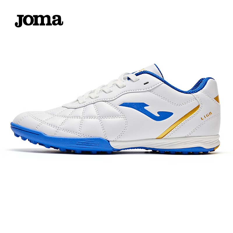 JOMA Kids Soccer Shoes TF Turf Studs 2025 New Youth Football Training Shoes White/Blue Size 35