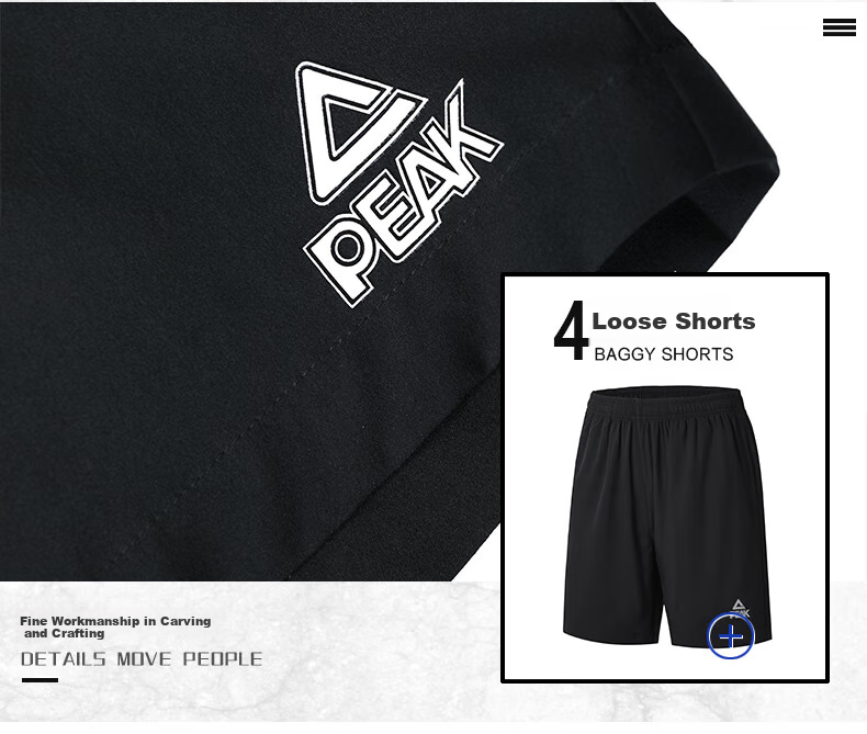 PEAK Badminton Outfit Men's Sports Set Quick-Dry Sweat-Wicking Breathable Elastic Fitness Training Two-Piece Set Black YS81306 (Short Sleeve + Shorts) Black 3XL 7