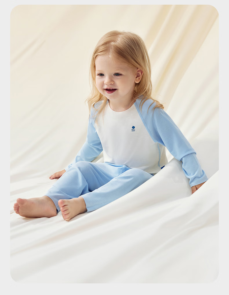 Babycare Camellia Children's Homewear Spring Summer Modal Lightweight Pajama Set Shell White 130 42