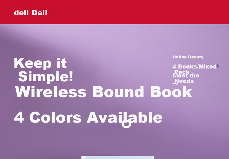 Deli Scented Notebook, Student Soft Copybook, B5/40 Sheets, Wirebound Notebook, WB540-Q Mitravel Series, Random Style 1