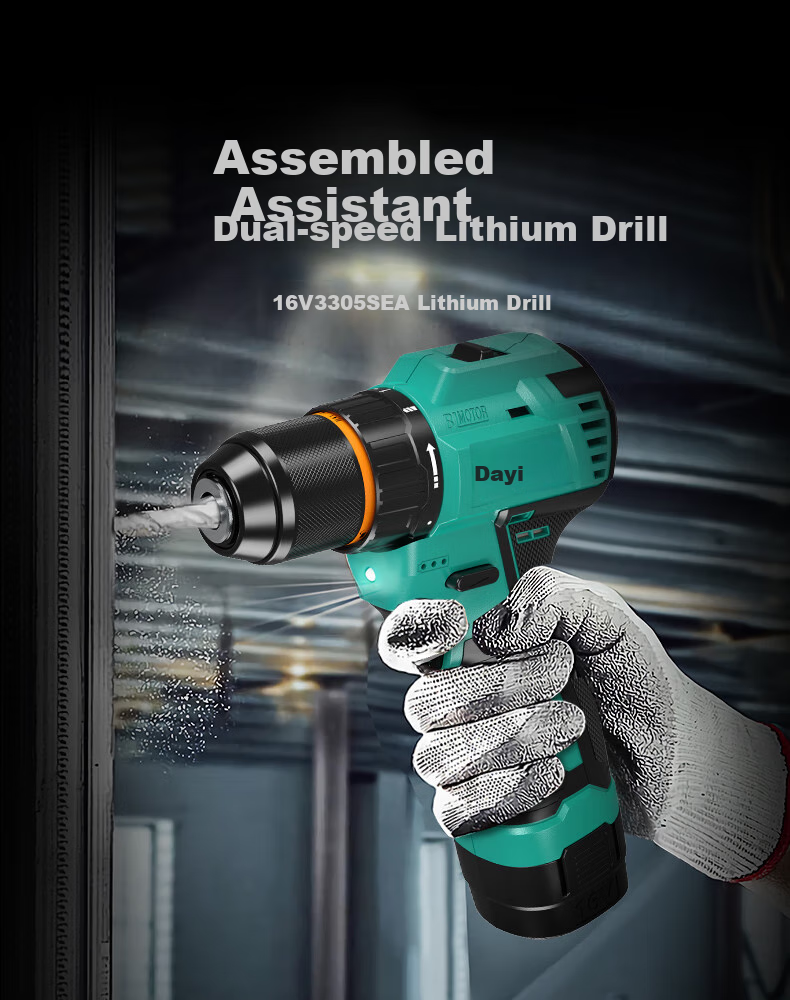 Dayi Electric Drill, Lithium Battery Rechargeable Electric Screwdriver, 3305 SEA Household Power Drill, 16V Dual Power Tool Set 1