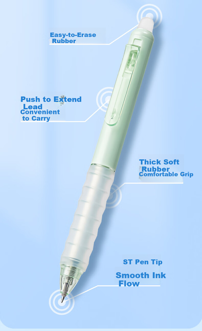 AIHAO Back-to-School Essential 0.5mm Erasable Gel Pen Blue Ink Retractable Student Writing Pen 12-Pack Model 45301 7