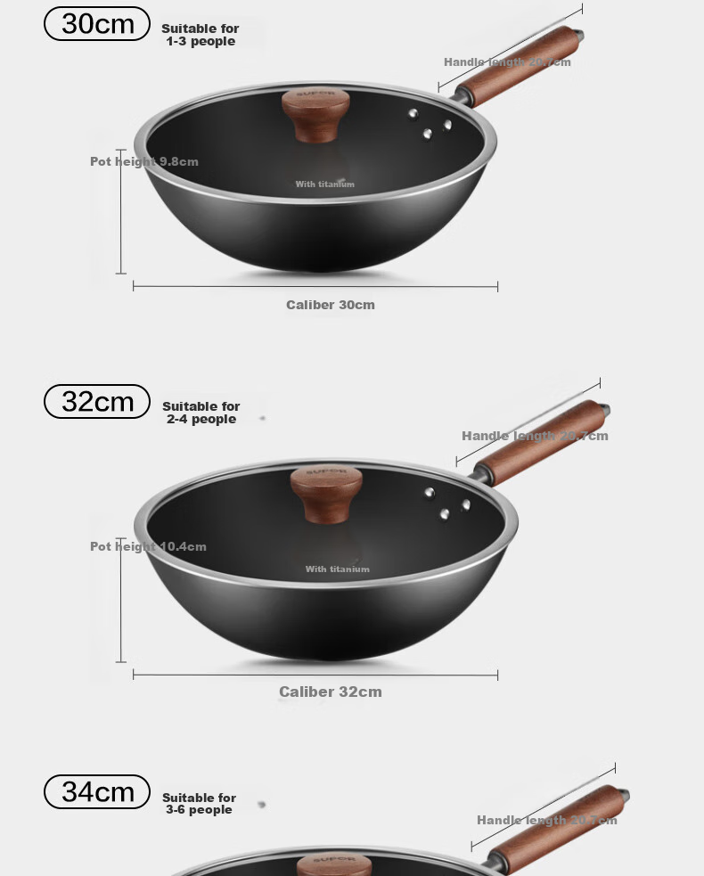 SUPOR Cast Iron Wok with Titanium, Non-Coated Stir-Fry Pan, Non-Stick, Compatible with Gas And Induction Cooktops, EC34AYT01 15
