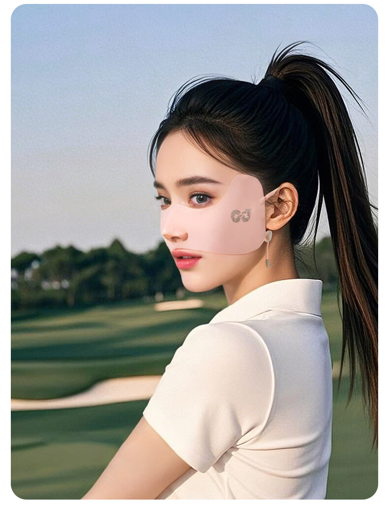 GLO-STORY Ice Silk Sun Protection Mask for Women Outdoor UV Protection Breathable Golf Face Cover Ear-Hook Style 12