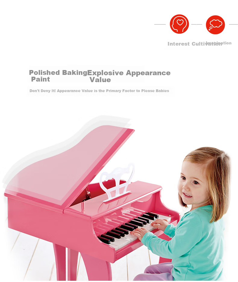 Hape (Germany), Children's Early Education Enlightenment Musical Piano Toy, 30-Key Mechanical Piano, Pink, Gift for Girls, E0319 2