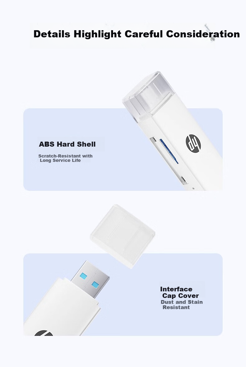 HP CT112C USB2.0 Card Reader, SD/TF Dual-Read, Type-C USB Dual Interface, Multifunctional All-In Card Reader for Computers, Smartphones, And IPad 11
