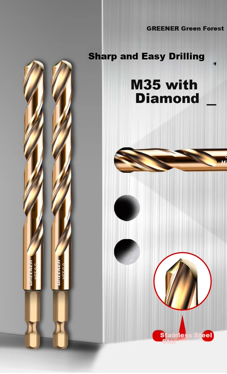 GREENER Hex Shank Twist Drill Bit with Cobalt for Stainless Steel, High Hardness Metal Steel Hand Drill Chuck 3