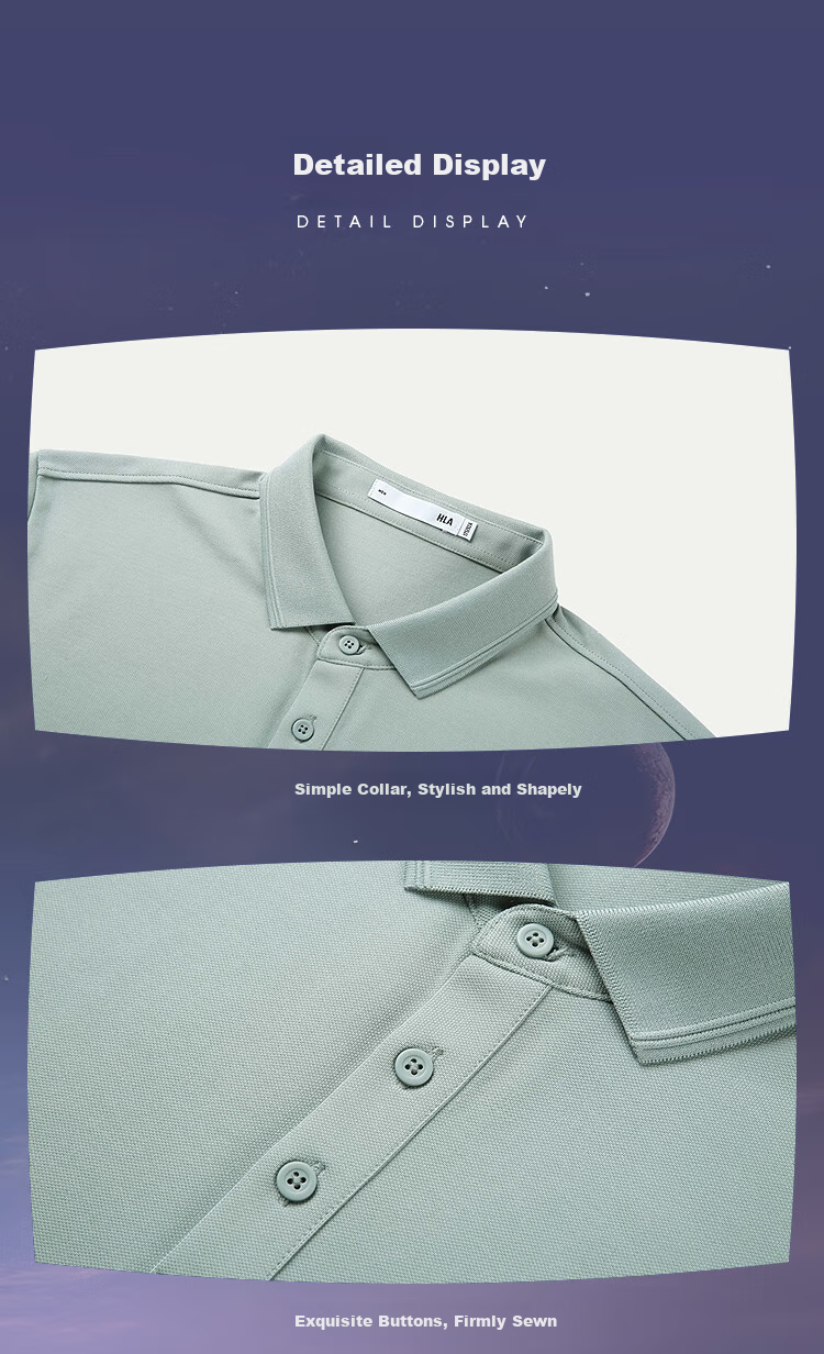 HLA Short-Sleeve Polo Shirt for Men, Summer Three-Body Collaboration Series, Cool-Feeling Men's Summer Wear 18