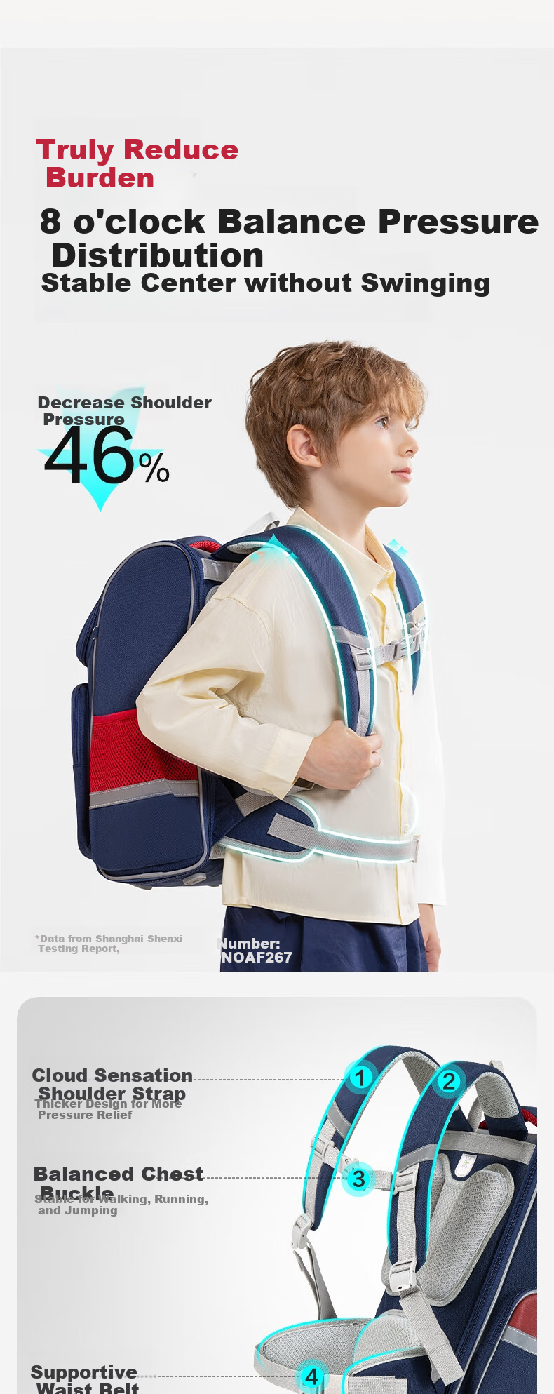 Deli Elementary School Backpack for Boys And Girls, British Style Ultra-Light Large Capacity Backpack for Grades 1-3, Blue BB162 Upgraded Versio 4